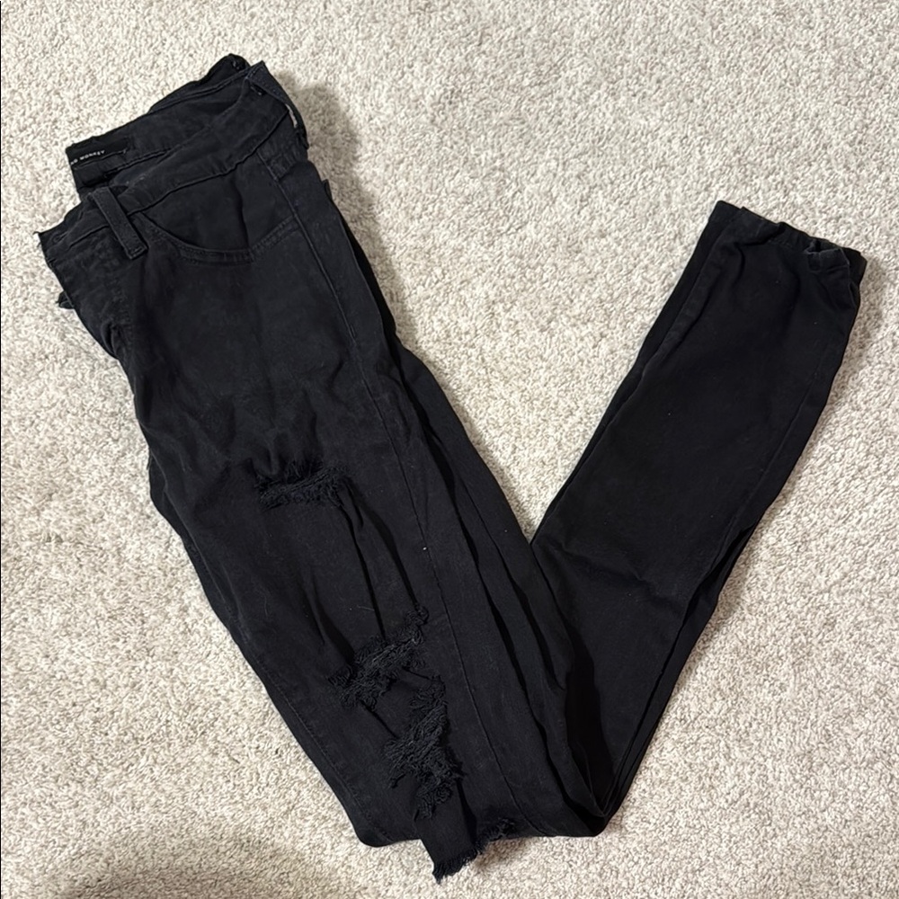 Flying Monkey Black Distressed Skinny Jeans